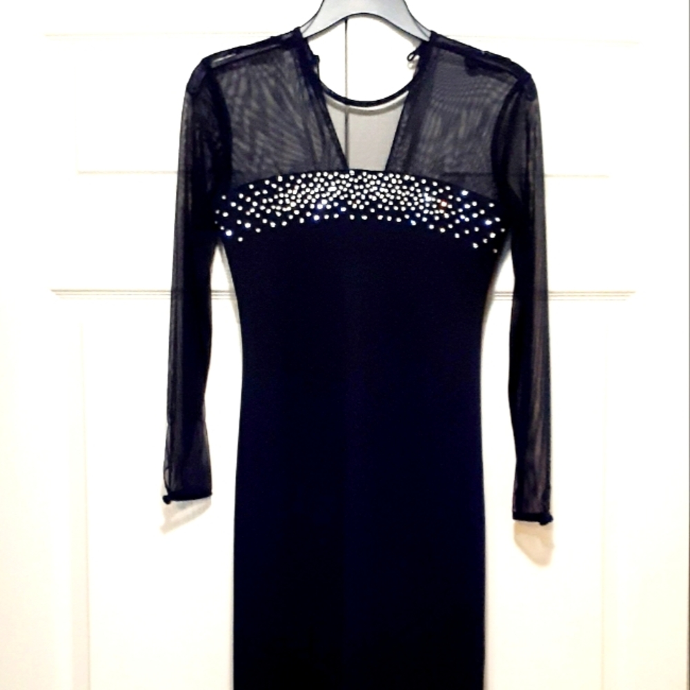 Top Sheer/ Rhinstone Long Gown - Picture 2 of 4